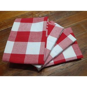 Vintage NOW DESIGNS set of 4 100% COTTON Large sized kitchen towels in white & r